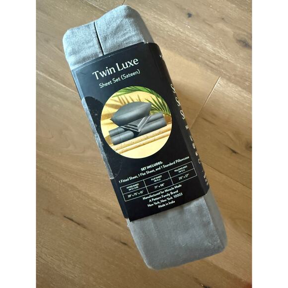 New Miracle Sheets Anti-Microbial Luxe Sheet Set Stone Grey Twin - Picture 2 of 2